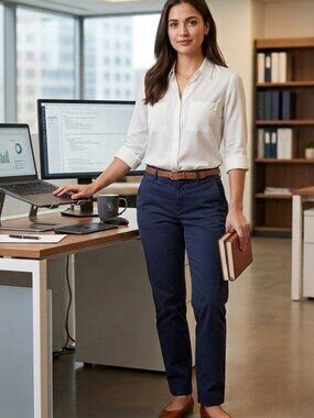 LAUREN Ralph lauren Womens Chino Pants 6 Navy Stretch Business Casual